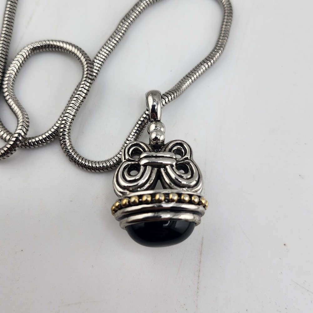 VTG Two-tone Black Glass Renaissance Revival Design/Boho/Classic Necklace